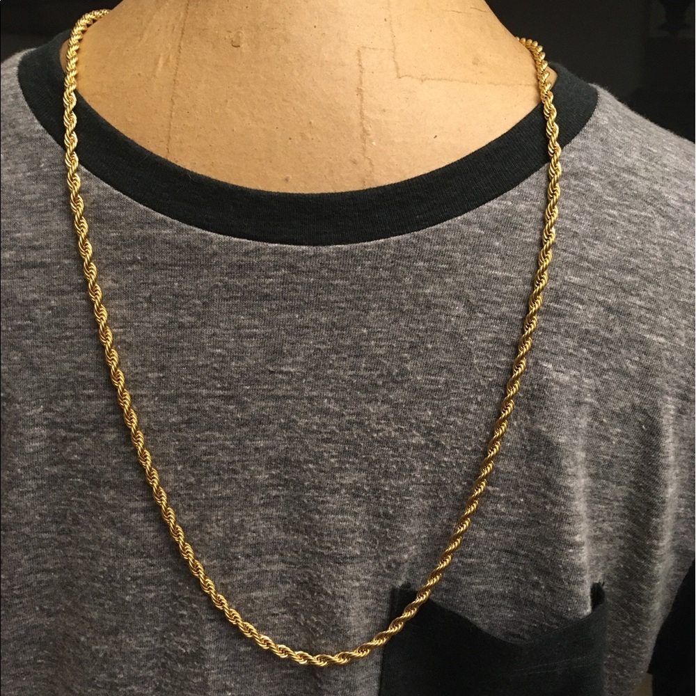 Rope Necklace 3.5 mm ION Plated Yellow Gold over Stainless Steel  30”